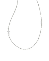 Cross Sterling Silver Inline Pave Necklace in White Topaz