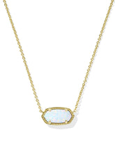 Elisa Gold Pendant Necklace in White Lab Grown Opal