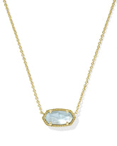 Elisa Gold Pendant Necklace in Light Blue Illusion