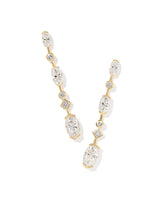 7.61 ct Lab Grown White Diamond Custom Elisa Linear 14k Yellow Gold Earrings