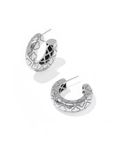 Bold Etched Oxidized Sterling Silver Hoop Earrings