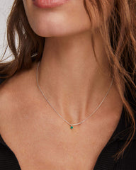 Maisie Sterling Silver Pendant Necklace in Green Onyx