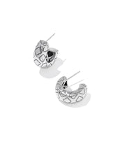 Bold Etched Oxidized Sterling Silver Huggie Earrings