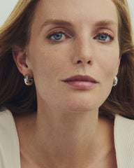 Bold Etched Oxidized Sterling Silver Huggie Earrings