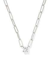 Virginia Sterling Silver Paperclip Necklace in White Topaz