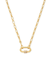 Bristol 18k Gold Vermeil Link Necklace in White Sapphire