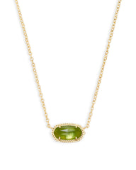 Elisa Gold Pendant Necklace in Peridot Illusion