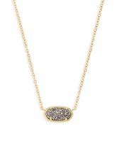 Elisa Gold Pendant Necklace in Platinum Drusy