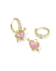 Ari Heart Arrow Gold Convertible Huggie Earrings 