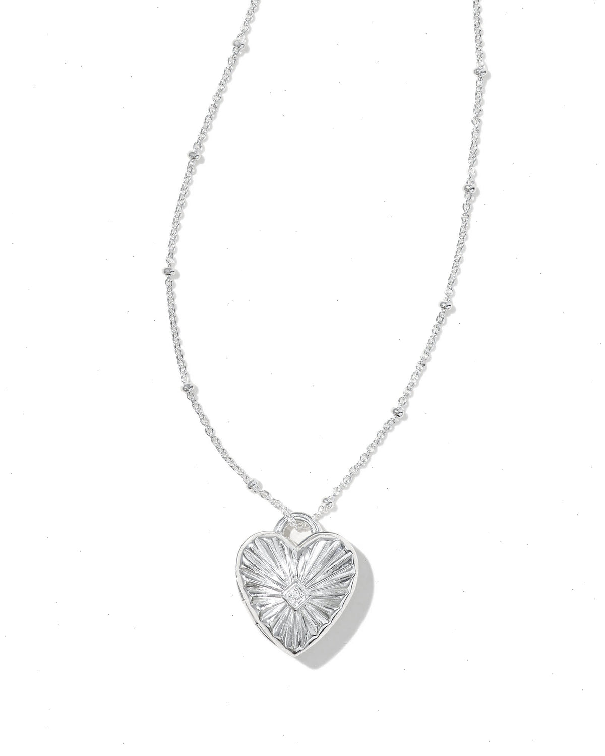 Meredith Sterling Silver Locket Necklace in White Topaz