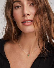 Maisie Sterling Silver Pendant Necklace in Green Onyx