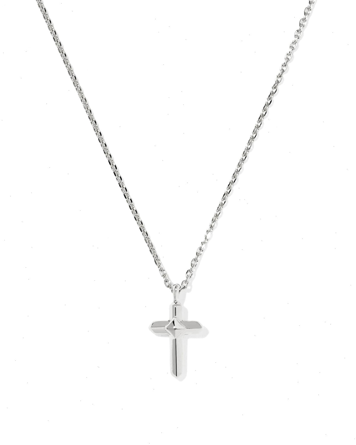 Metal Sterling Silver Cross Short Pendant Necklace 