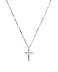 Metal Sterling Silver Cross Short Pendant Necklace 