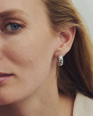 Bold Etched Oxidized Sterling Silver Huggie Earrings  