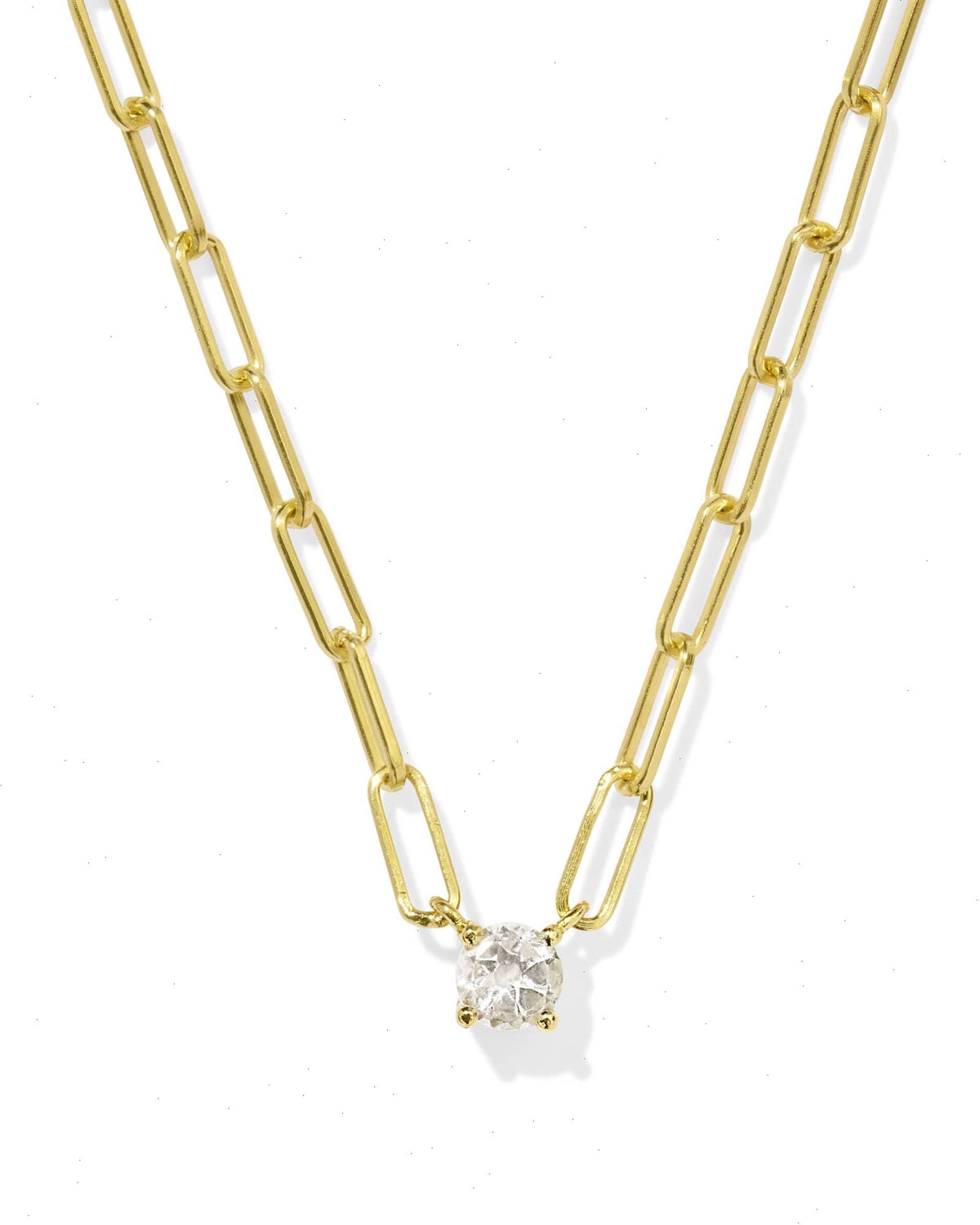 Virginia 18k Gold Vermeil Paperclip Necklace in White Topaz