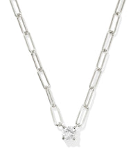 Virginia Sterling Silver Paperclip Necklace in White Topaz