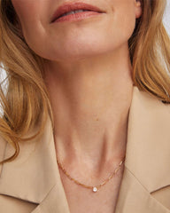 Virginia 18k Gold Vermeil Paperclip Necklace in White Topaz