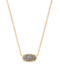 Elisa Gold Pendant Necklace in Platinum Drusy