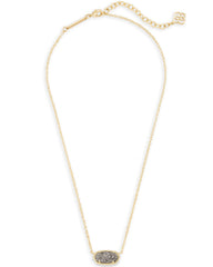 Elisa Gold Pendant Necklace in Platinum Drusy