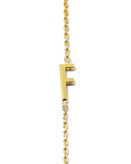 Letter F Inline Initial Necklace in 18k Gold Vermeil